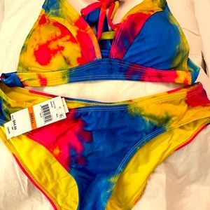 Lucky Brand NWT $128 Rainbow Size Small Swimsuit Bikini.  Super cute!!! Beach!